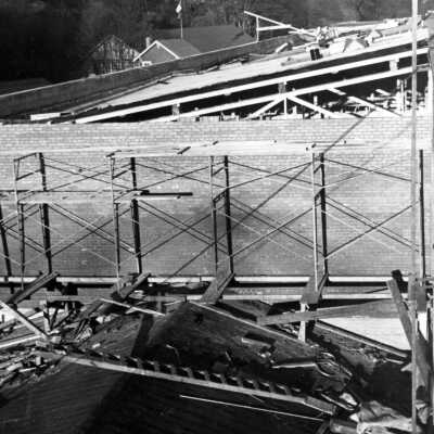 Crown-Zellerbach mill construction, West Linn, 1945.: Copyright: Clackamas County Historical Society; Origsize: 3x5; Origformat: Print-Photographic