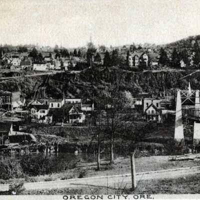 Early photo of Oregon City.: Copyright: None; Origsize: 3" x 5"; Origformat: Print-Photographic