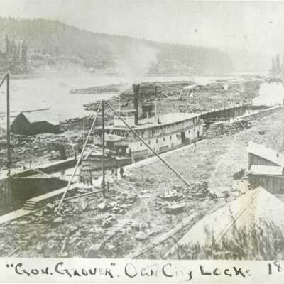"Gov. Grover" in W. Linn Locks, 1874: Copyright: Clackamas County Historical Society; Origformat: Other