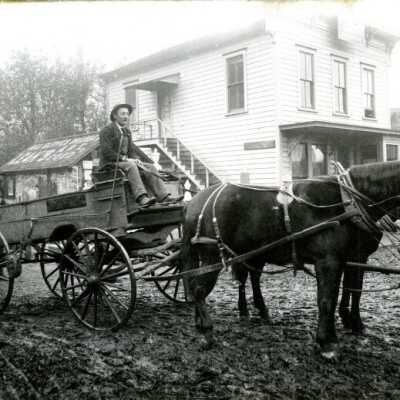 Man on Wagon with 2-horse team, 1892: Origformat: Print-Photographic