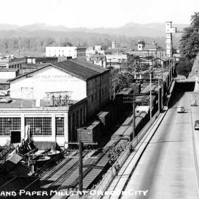 Oregon City 1940 - Highway 99E Underpass and Hawley Paper Mill