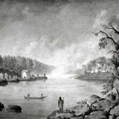 Painting of Oregon City & Willamette Falls by P. Kane, 1847: Copyright: None; Origsize: 8" x 10"; Origformat: Print-Photographic