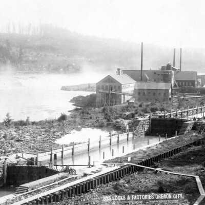 Willamette Falls and Paper mill,  West Linn, 1892: Copyright: Clackamas County Historical Society; Origsize: 5x7; Origformat: Print-Photographic