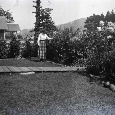 Woman in Back Yard.