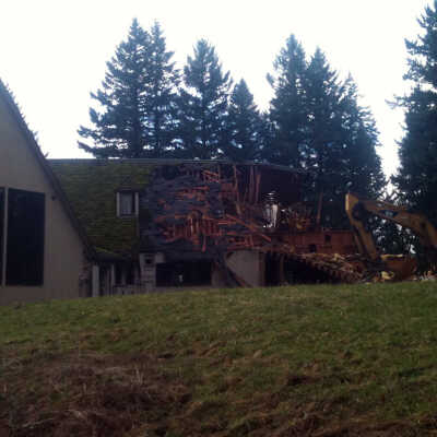 Chief Obie Lodge (Boy Scout Lodge) During Demolition. .