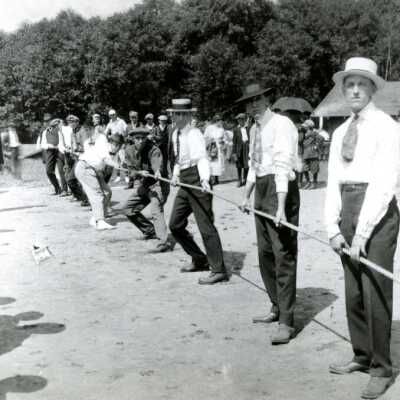 Tug of War at Crystal Lake, early 1920's: Copyright: Clackamas County Historical Society; Origsize: 5x7; Origformat: Print-Photographic