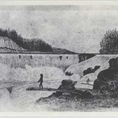 Native Americans Fishing at Willamette Falls