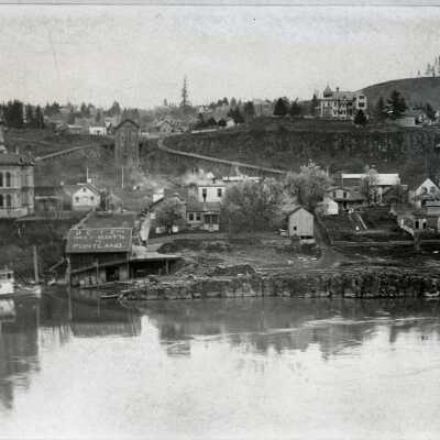Oregon City from West Linn, 1893: Copyright: none; Origsize: 4 x 4.75; Origformat: Negative; Resolution: 800 DPI; Negno: 1