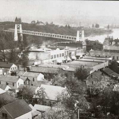 Oregon City 1896 - Bridge Looking NE from the Bluff