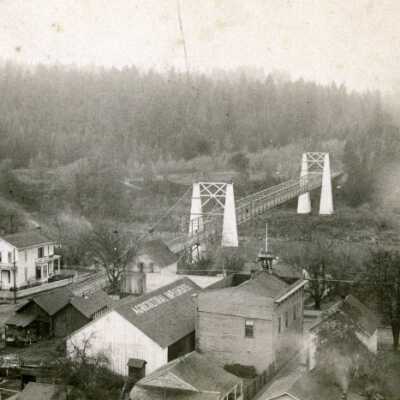 Oregon City-West Linn Arch Bridge over Willamette River.: Origsize: 3" x 5"; Origformat: Print-Photographic