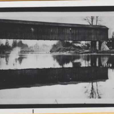 Baker Covered Bridge 1914 - Carver, Oregon - Mumpower's Sawmill in Background