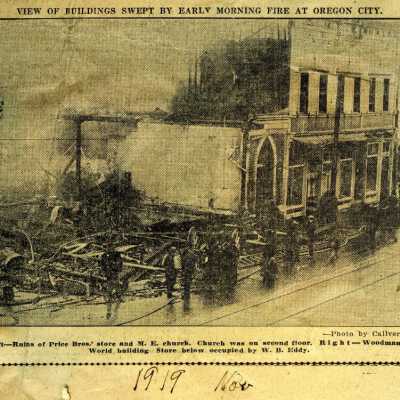 After the Methodist Church Fire 1919: Copyright: Clackamas County Historical Society; Origformat: Print-Photographic
