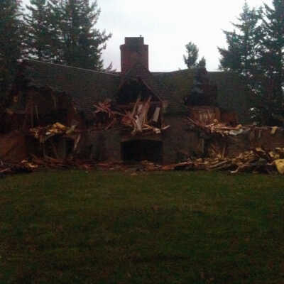 Chief Obie Lodge (Boy Scout Lodge) During Demolition. .