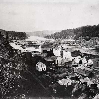 Lower Main Street Oregon City from the Bluff, 1876