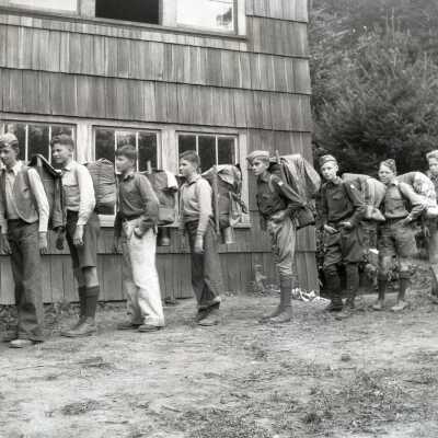 Boy Scouts ready for Cape Rookery Hike at Camp Merriwether, Oegon -Negative