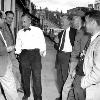 Bernie Hermann, Clint Mansfield and Others at 7th Street and Railroad Avenue.
