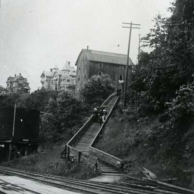 Oregon City 1895 - 7th Street Steps and Singer Flour Mill