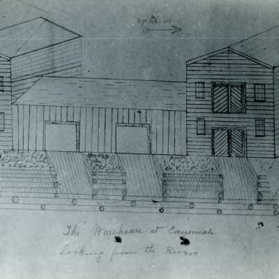 Drawing of Canemah Warehouse (River Side View)