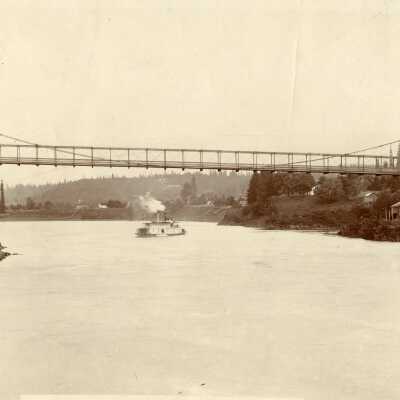 Oregon City/West Linn Suspension Bridge. 1888
