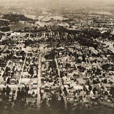 Aerial View of Oak Grove and Milwaukie. 1957.: Copyright: None; Origsize: 3" x 6"; Origformat: Print-Photographic