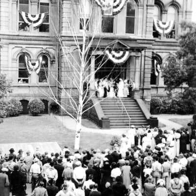 Oregon City Territorial Days 1935 - Queen's Court on Steps of Court House