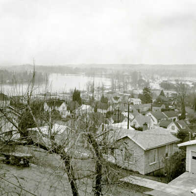 1964 Flood - Oregon City Homes at Willamette River Flood Stage