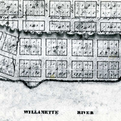 Oregon City 1850 - Part of Plat Map of Oregon City