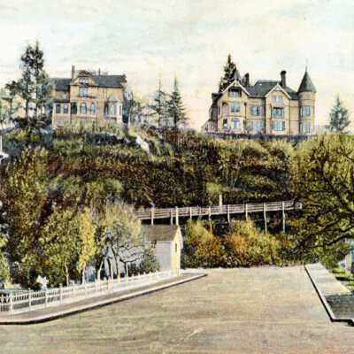 9th Street Under Bluff Looking East toward Singer Hill Road. 1900-1910.: Copyright: None; Origsize: 6" x 10"; Origformat: Print-Photographic