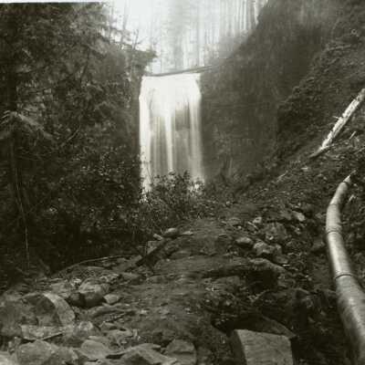 Clackamas River 1914 - South Fork Lower Falls and Pipeline