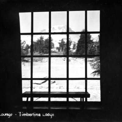 Timberline Lodge and Mt. Hood, 1943.: Copyright: Clackamas County Historical Society; Origsize: 2x3; Origformat: Print-Photographic
