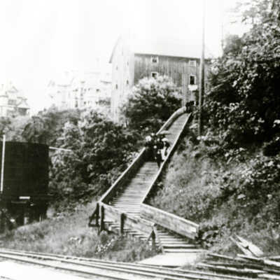 Oregon City 1895 - 7th Street Steps and Singer Flour Mill