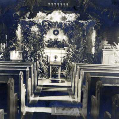 St. Paul's Episcoopal Church Christmas Decorations, 1930.: Copyright: None; Origsize: 8" x 10"; Origformat: Print-Photographic
