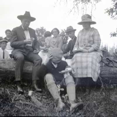 Edward E. Brodie at Enterprise Picnic, Mrs. Brodie and Son, George