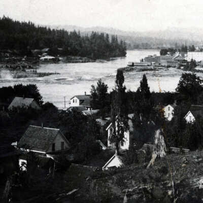 Oregon City 1885 - Looking Downriver from Canemah Bluff toward Oregon City