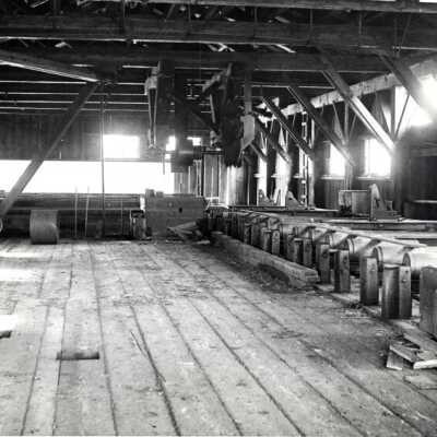 Broughton Saw Mill interior looking towards hill.: Copyright: None; Origsize: 3"x5"; Origformat: Print-Photographic