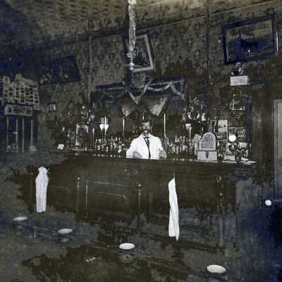 George Young's Saloon, "The Old Log Cabin," Oregon City, 1903.: Copyright: None; Origsize: 8" x 11"; Origformat: Print-Photographic