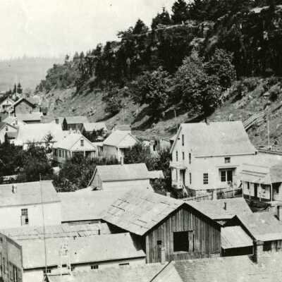 Oregon City Looking East from the Woolen Mill Tower.