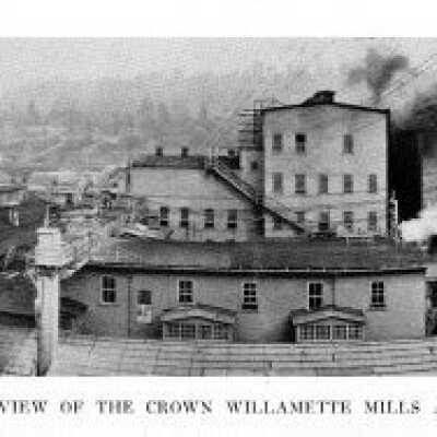 Panoramic view of Crown-Willamette mills, West Linn, Oregon.  Picture from: Copyright: Clackamas County Historical Society; Origsize: 2x11; Origformat: Print-Photographic