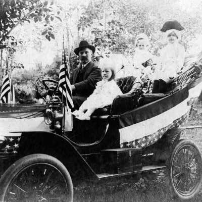 Milwaukie, Oregon - Fourth of July, 1907 - Car with riders.