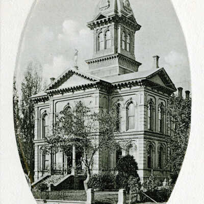 Clackamas County Court House. Engraving on Post Card.