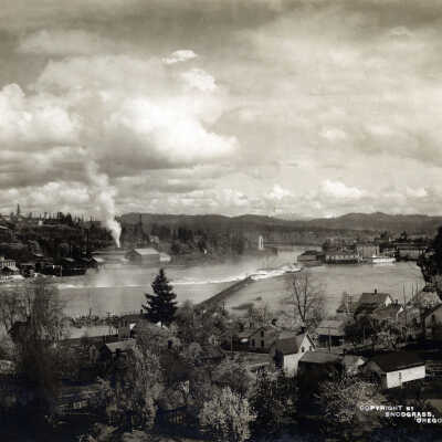 Willamette Falls 1902 - View from Canemah Towards Oregon City and West Linn
