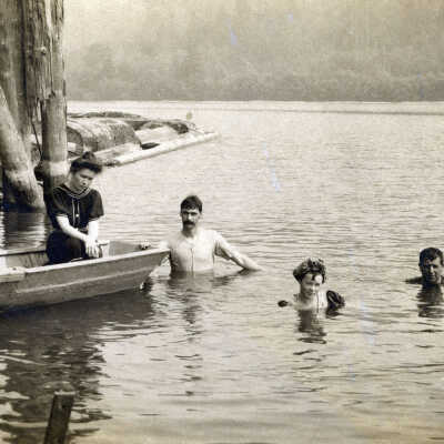 Group in Willamette River below the Falls.