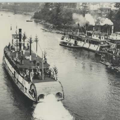 Steamboats "N.R. Lang" and others at 8th Street Dock