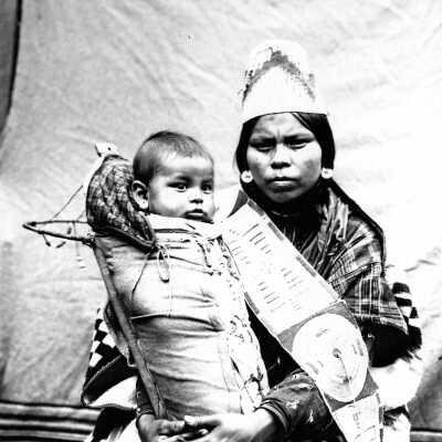 Native American mother and baby in Tekaskes.