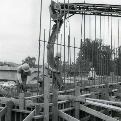 Workers and Concrete Pour, I-205 Bridge Construction.