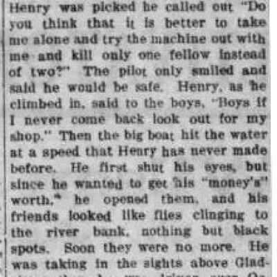 Newspaper article about Hydroplane Visit: Origsize: 16.5 "; Origformat: Other
