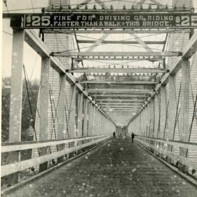 Interior of Suspension Bridge, 1889.: Origsize: 4" x6"; Origformat: Print-Photographic