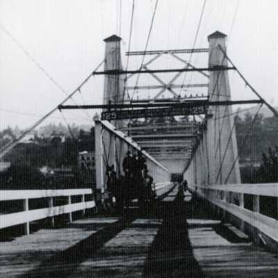 Oregon City-West Linn Suspension Bridge.: Origsize: 3" x 5"; Origformat: Print-Photographic