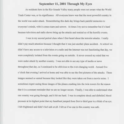 Essay: September 11, 2001 Through my Eyes