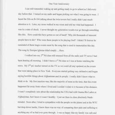 Essay: One Year Anniversary